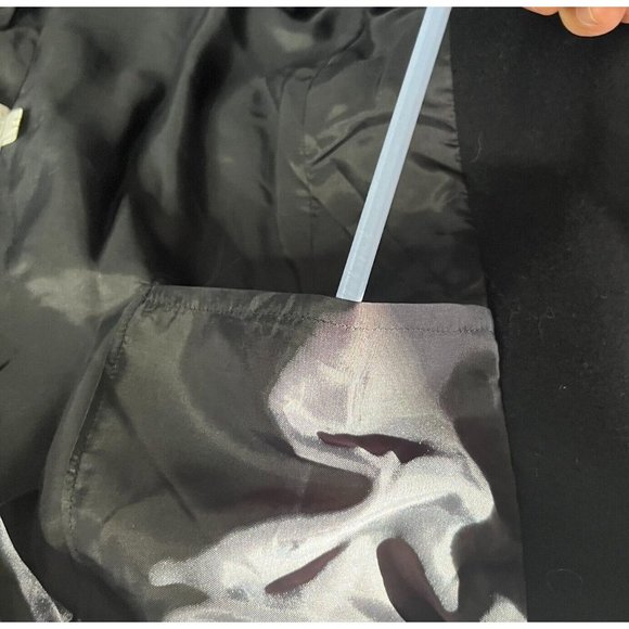 Jacket tailored Collarless Hip length Sz M Wool Blend Black with Red felt Floral - Picture 16 of 16